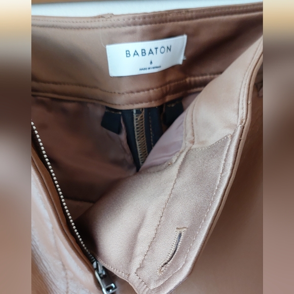 Aritzia Babaton Brown Vegan Leather Pants  NWT - Picture 3 of 8